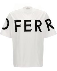 Ferragamo - Logo Print T Shirt Bianco/Nero - Lyst