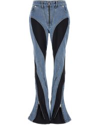 Mugler - Zipped Bi-Material Jeans Multicolor - Lyst