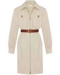 Saint Laurent - Abito Saharienne Con Cintura-Donna - Lyst