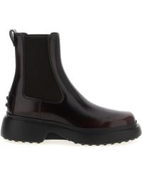 Tod's - Chelsea Ankle Boots Stivali E Stivaletti Bordeaux-Donna - Lyst