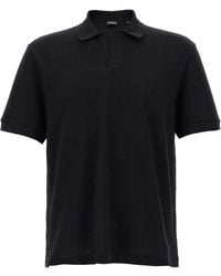 ZEGNA - Cashmere Shirt Polo Nero-Uomo - Lyst