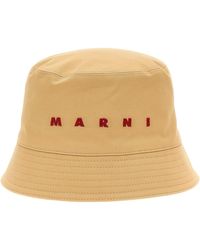 Marni - Logo Embroidery Bucket Hat Cappelli Beige - Lyst