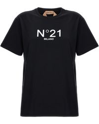 N°21 - Flocked Logo T Shirt Nero - Lyst