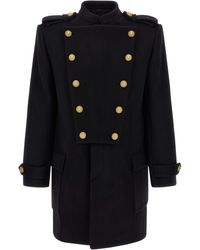 Balmain - Removable Plastron Coat Trench E Impermeabili Nero-Uomo - Lyst