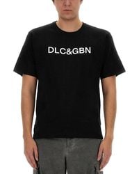 Dolce & Gabbana - T-Shirt Girocollo Con Logo A Contrasto - Lyst