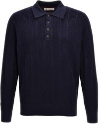Brunello Cucinelli - Knitted Shirt Polo Blu - Lyst