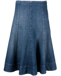 Khaite - Lennox Denim Midi Skirt - Lyst