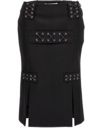 Alessandra Rich - Lace-Up Skirt Gonne Nero - Lyst