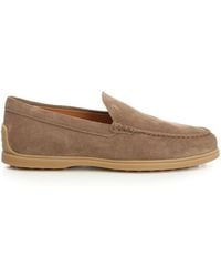 Tod's - Suede Leather Moccasin Slipper Scarpe Basse Marrone-Uomo - Lyst
