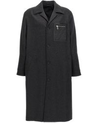 Fendi - Single-Breasted Cashmere Coat Trench E Impermeabili Grigio-Uomo - Lyst