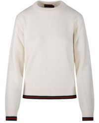 Gucci - Trim Detailed Crewneck Knit Sweater - Lyst