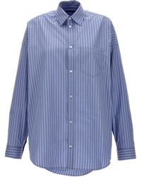 Balenciaga - Logo Print Striped Shirt Shirt, Blouse - Lyst
