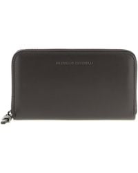 Brunello Cucinelli - Shiny Zipper Pull Wallets And Card Holders - Lyst