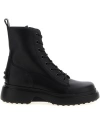 Tod's - Leather Combat Boots Stivali E Stivaletti Nero-Donna - Lyst