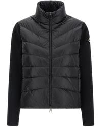 Moncler - Tricot Sleeve Down Jacket Puffer Jackets Nero-Donna - Lyst