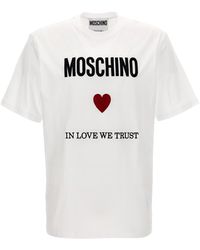 Moschino - In Love We Trust T Shirt Bianco - Lyst