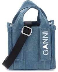 Ganni - Denim Tech Mini Tote Bag - Lyst