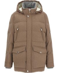 Brunello Cucinelli - Flannel Down Jacket Puffer Jackets - Lyst