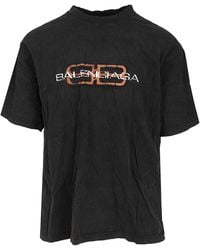 Balenciaga - T-Shirt Bb Icon Stencil Medium Fit - Lyst