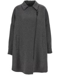 Brunello Cucinelli - Shiny Zipper Pull Coat Coats And Trench Coats - Lyst