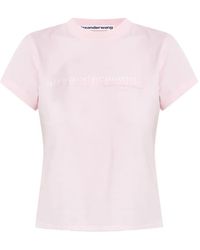 Alexander Wang - T-Shirt Effetto Ristretto E Consumato Con Logo-Donna - Lyst