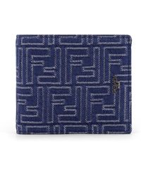 Fendi - Denim-Effect Ff Jacquard Bi-Fold Wallet - Lyst