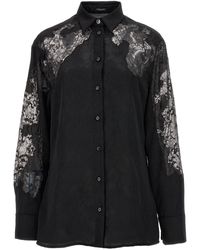 Versace - Satin Lace Shirt Shirt, Blouse - Lyst