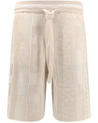 Laneus - Cotton Bermuda Short With Embroideries - Lyst