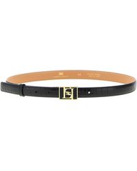 Elisabetta Franchi - Logo Buckle Belt Cinture Marrone-Donna - Lyst