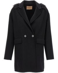 Twin Set - Feather Double Breast Coat Coats, Trench Coats - Lyst