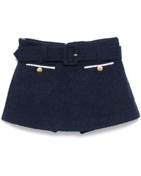 Self-Portrait - Self Portrait Bouclé Mini Skirt With Shorts - Lyst
