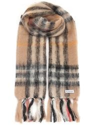 Burberry - Check Wool And Mohair Scarf Scarves And Foulards Beige - Lyst