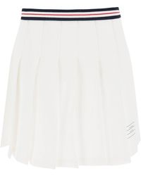 Thom Browne - Pleated Mini Skirt In Testurized Cotton Knit - Lyst