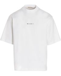 Marni - Logo Printed T Shirt Bianco-Uomo - Lyst