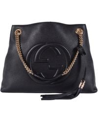Gucci - Soho GG Shoulder Bag In Black Leather - Lyst