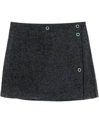 Ganni - Mini Lamé Tweed Wrap Skirt - Lyst