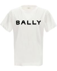 Bally - Flocked Logo T Shirt Bianco - Lyst