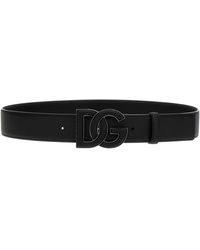 Dolce & Gabbana - Logo Leather Belt Cinture Nero - Lyst