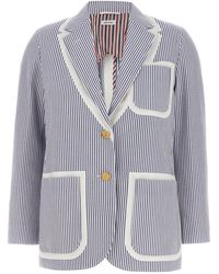 Thom Browne - Single-Breasted Striped Cotton Seersucker Blazer - Lyst