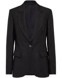 Brunello Cucinelli - Linen Fluid Jacket With Shiny Details - Lyst