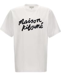 Maison Kitsuné - Maison Kitsuné Handwriting T Shirt Bianco/Nero - Lyst