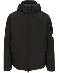 Stone Island - Short Parka Soft Shell-r E.dye® Technology, Recycled Polyester, Primaloft® Insulation Jackets Black - Lyst