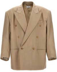 Hed Mayner - Double-Breasted Wool Blazer Beige - Lyst