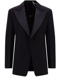 Ferragamo - Wool Blazer With Satin Profiles - Lyst