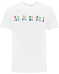 Marni - T Shirt Con Logo A Quadretti - Lyst