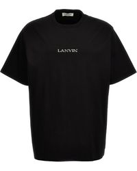 Lanvin - Logo Embroidery T Shirt Nero - Lyst