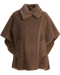 Max Mara - Alpaca And Wool Cape Coats Marrone-Donna - Lyst