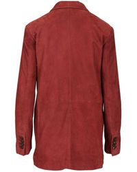 Tagliatore - Josie Double-Breasted Lambskin Suede Blazer Coats Bordeaux - Lyst
