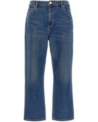 Tory Burch - Cropped Flared Jeans Blu - Lyst