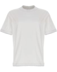 Brunello Cucinelli - Double Layer T Shirt Bianco - Lyst